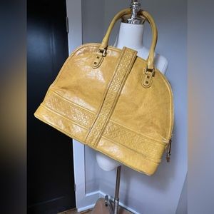 L.A.M.B Gwen Stefani, yellow mustard, leather bowler handbag